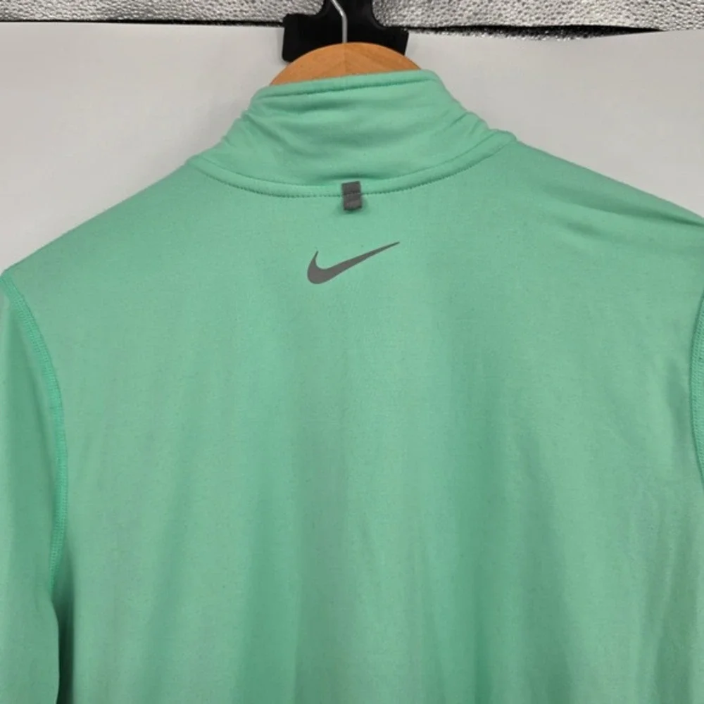 Nike Running Dri-FIT Womens Quarter Zip Pullover Mint Green Large Striped Swoosh - Picture 4 of 13